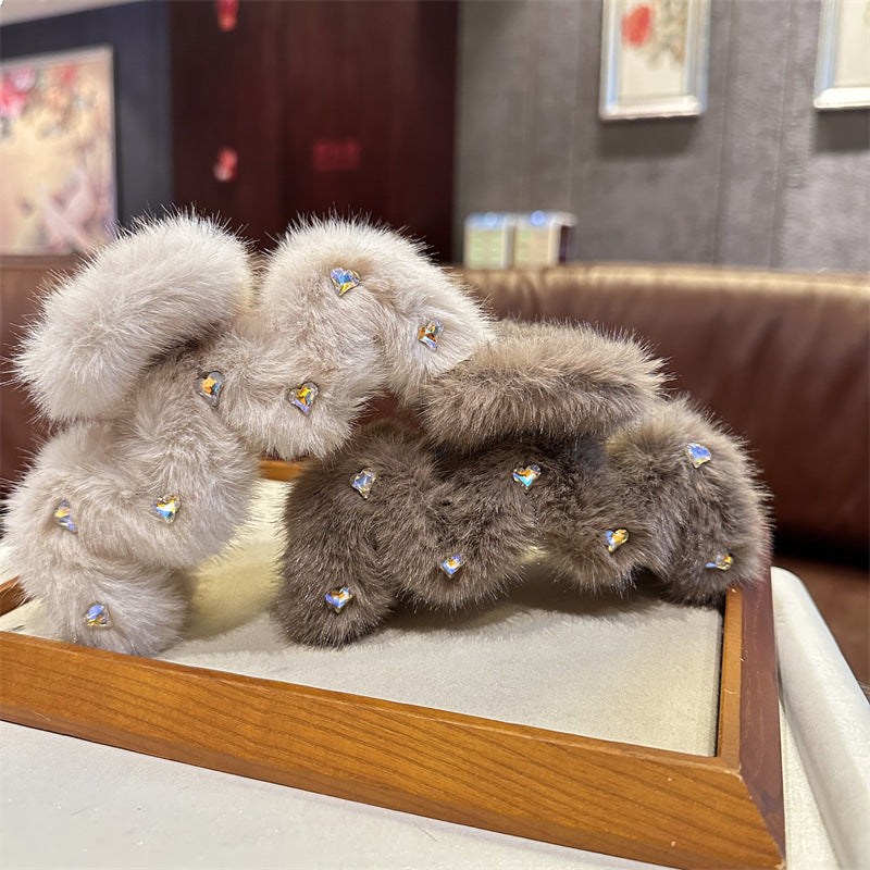 Women's Sweet Korean Style Solid Color Artificial Crystal Inlay Artificial Crystal Hair Claws