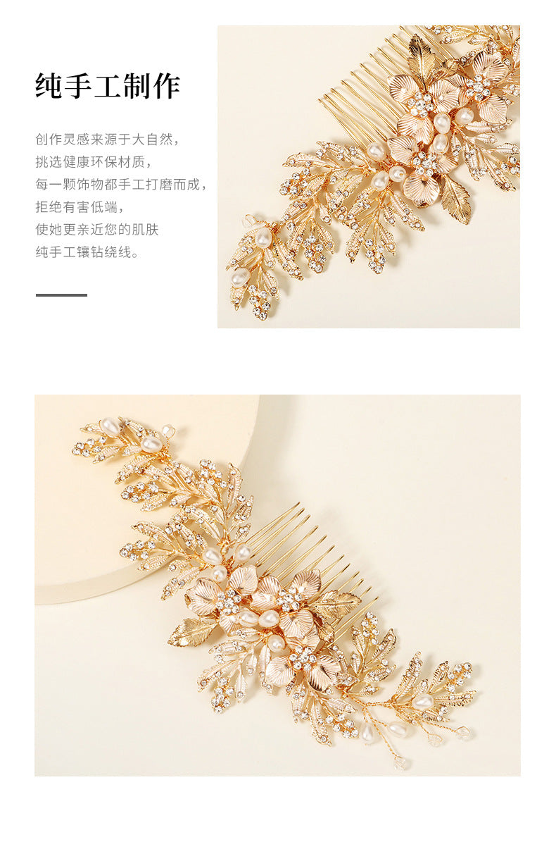 simple new pearl flower leaf hair clip