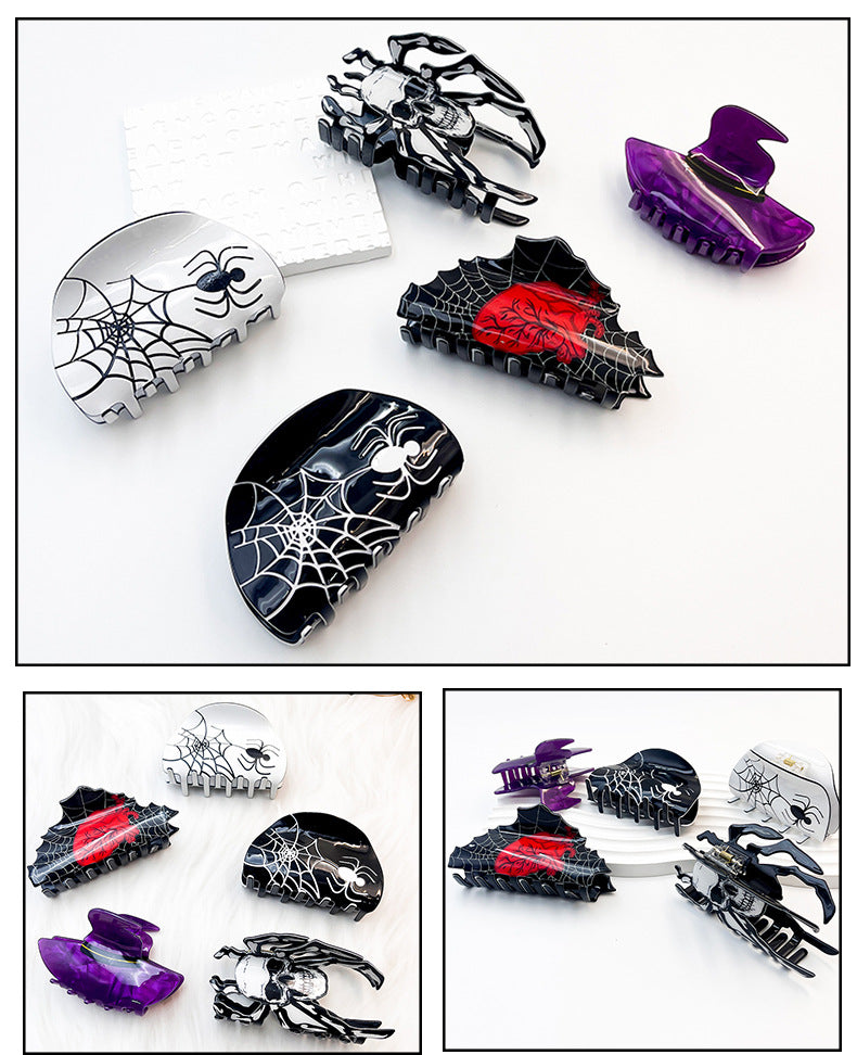 Halloween Simple Style Streetwear Women's Spider Spider Web Arylic Hair Claws