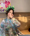 fashion bow knot gauze pleated hair band 1 piece