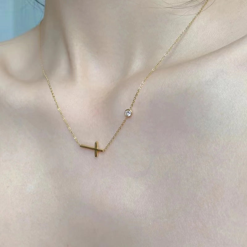 Jewelry Simple Style Cross Titanium Steel Plating Necklace