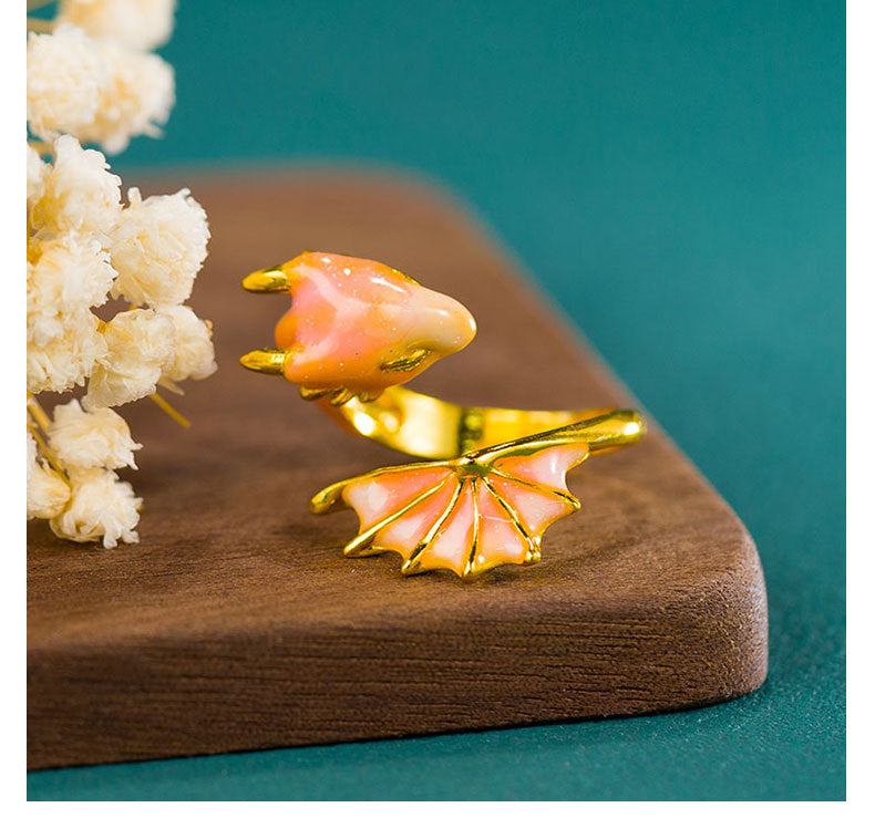 Copper Plating Dragon Open Rings