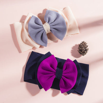 fashion children's solid color double-layer bowknot hairband
