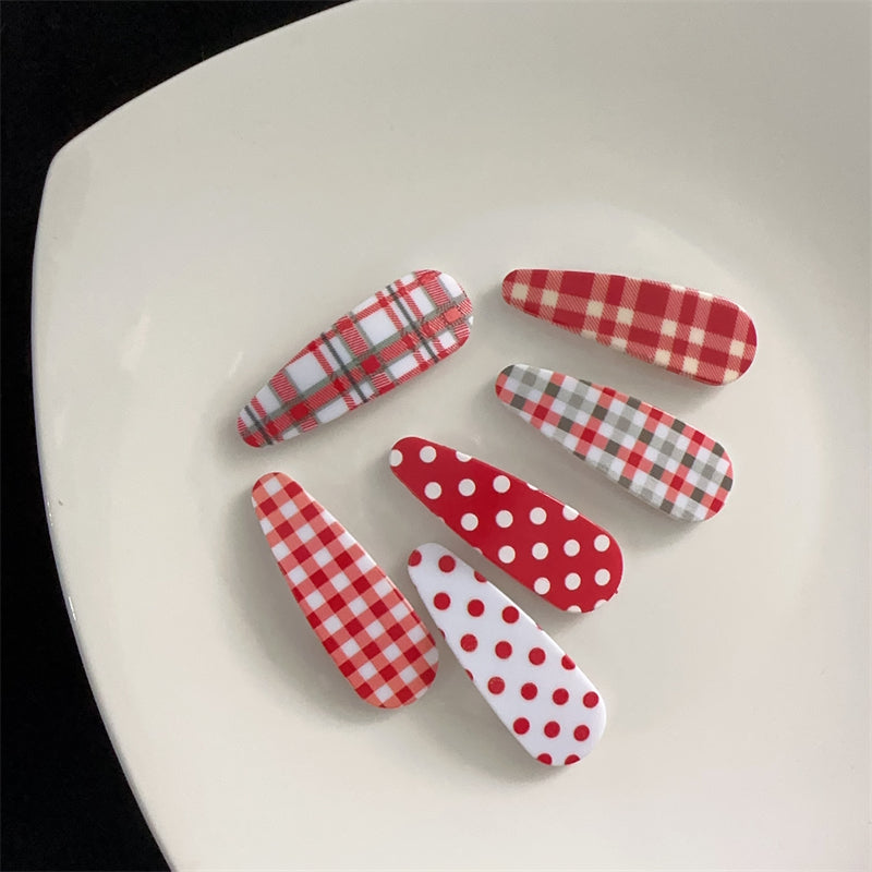 Women's Sweet Plaid Polka Dots Plastic Hair Clip