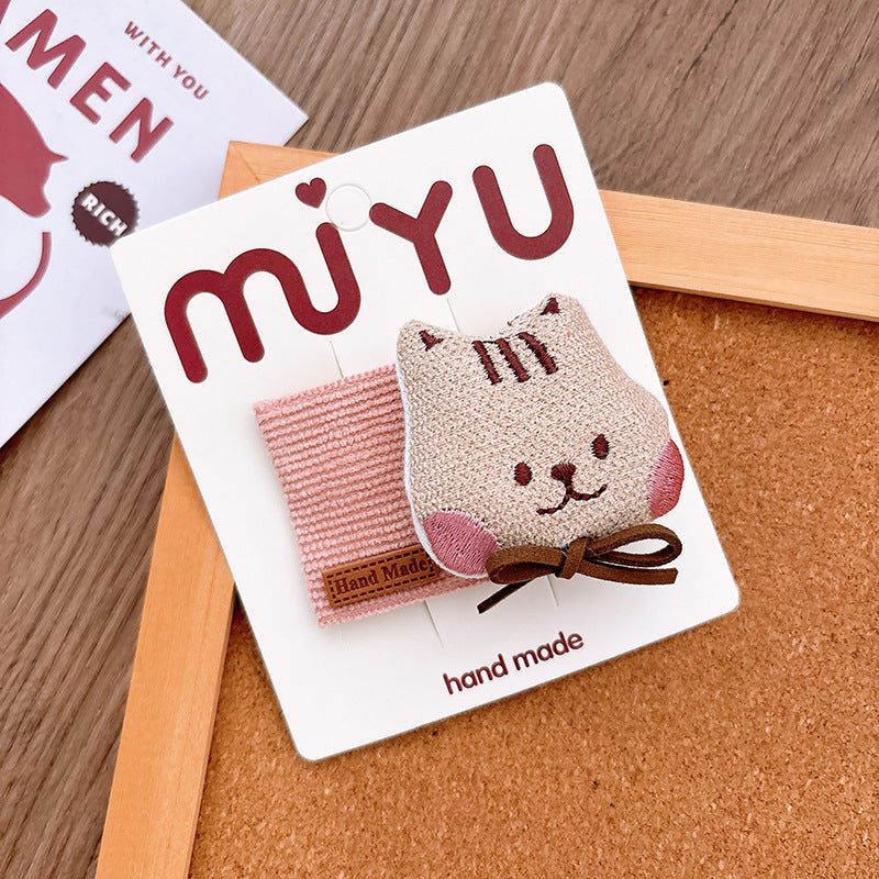 Girl'S Cartoon Style Cute Animal Cloth Hair Clip