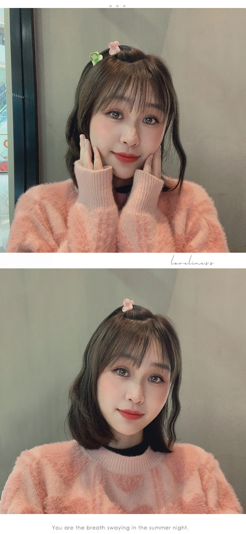 fashion heart checkerboard forehead mini grab clip side hairpin