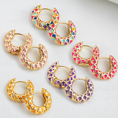 1 Pair Simple Style Rhombus Enamel 304 Stainless Steel Earrings