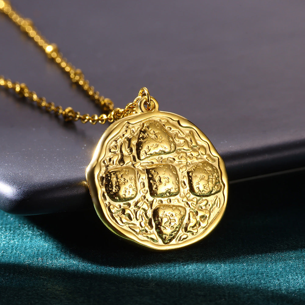 Jewelry Casual Simple Style Round Square 304 Stainless Steel 18K Gold Plated Pendant Necklace