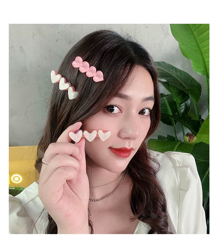 Women's Cute Heart Shape Arylic Alloy Hair Clip