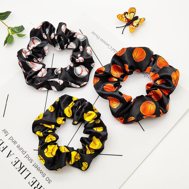 fashion baseball basketball satin hair tie 1 piece