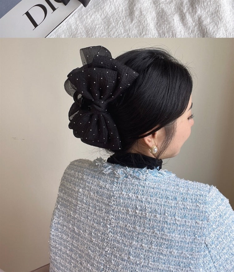 simple style bow knot cloth patchwork hair claws