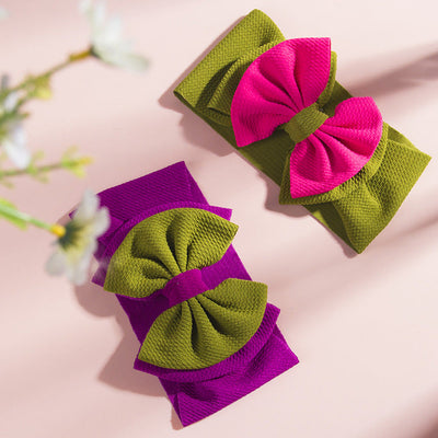 fashion children's solid color double-layer bowknot hairband