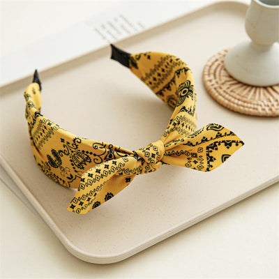 ethnic style printing solid color cloth hair band