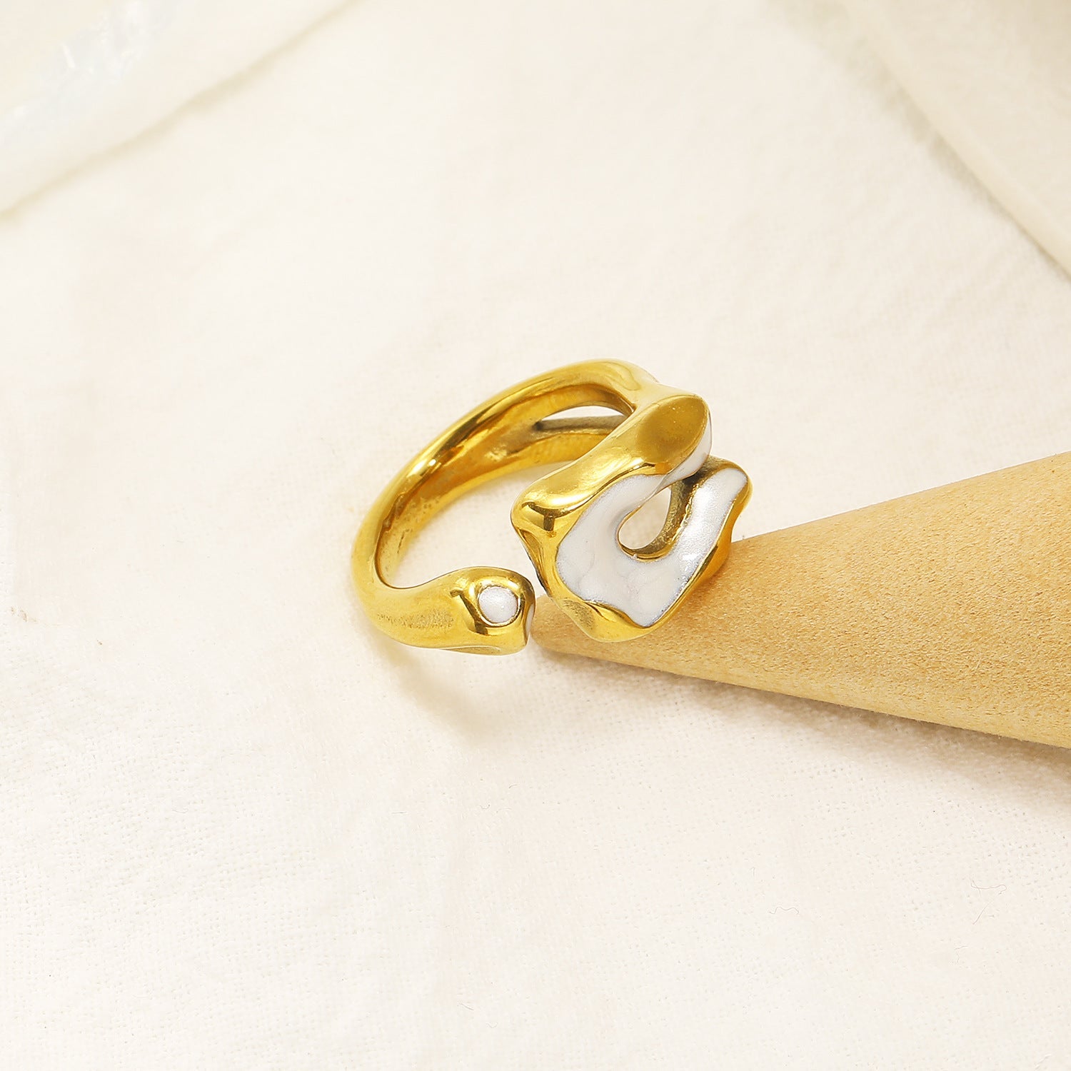 Jewelry Casual Simple Style Irregular 304 Stainless Steel 18K Gold Plated Enamel Rings