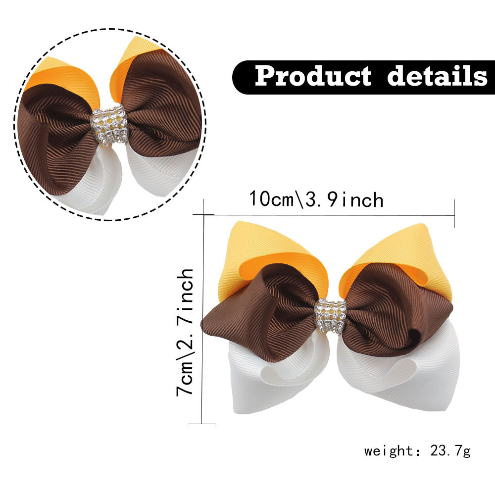 Girl'S IG Style Sweet Bow Knot Cloth Inlay Rhinestones Hair Clip