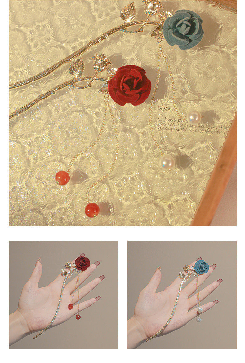 elegant simple style tassel flower alloy plating flowers beads hairpin