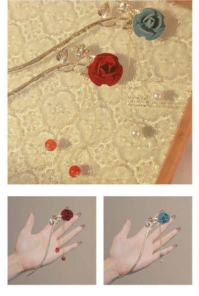 elegant simple style tassel flower alloy plating flowers beads hairpin