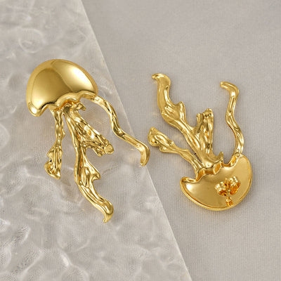 1 Pair Marine Style Animal Jellyfish Polishing Titanium Steel Ear Studs