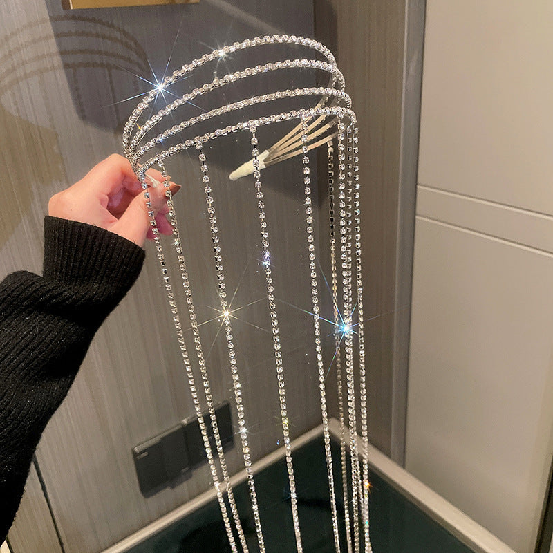 fashion geometric alloy tassel rhinestones hair band