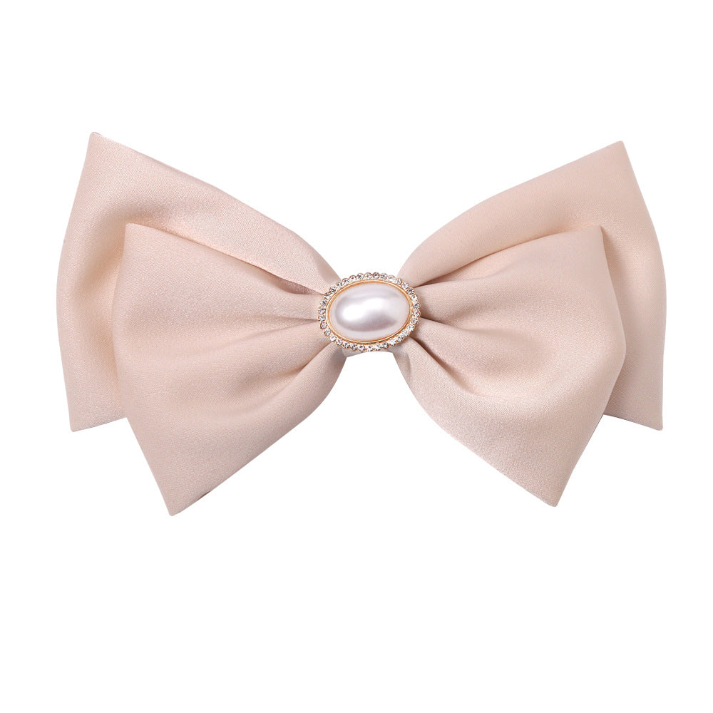 Women's Simple Style Classic Style Bow Knot Cloth Inlay Pearl Hair Clip
