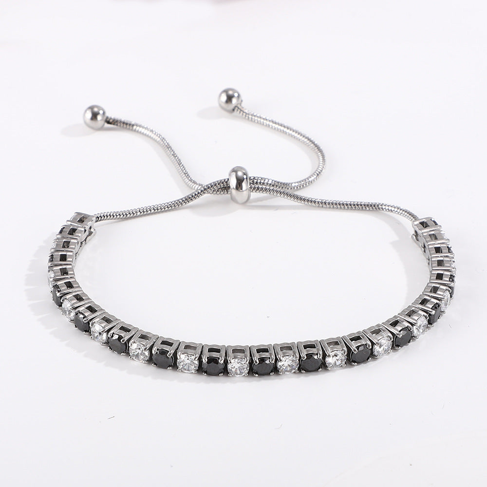 Shiny Geometric Titanium Steel Zircon Bracelets In Bulk