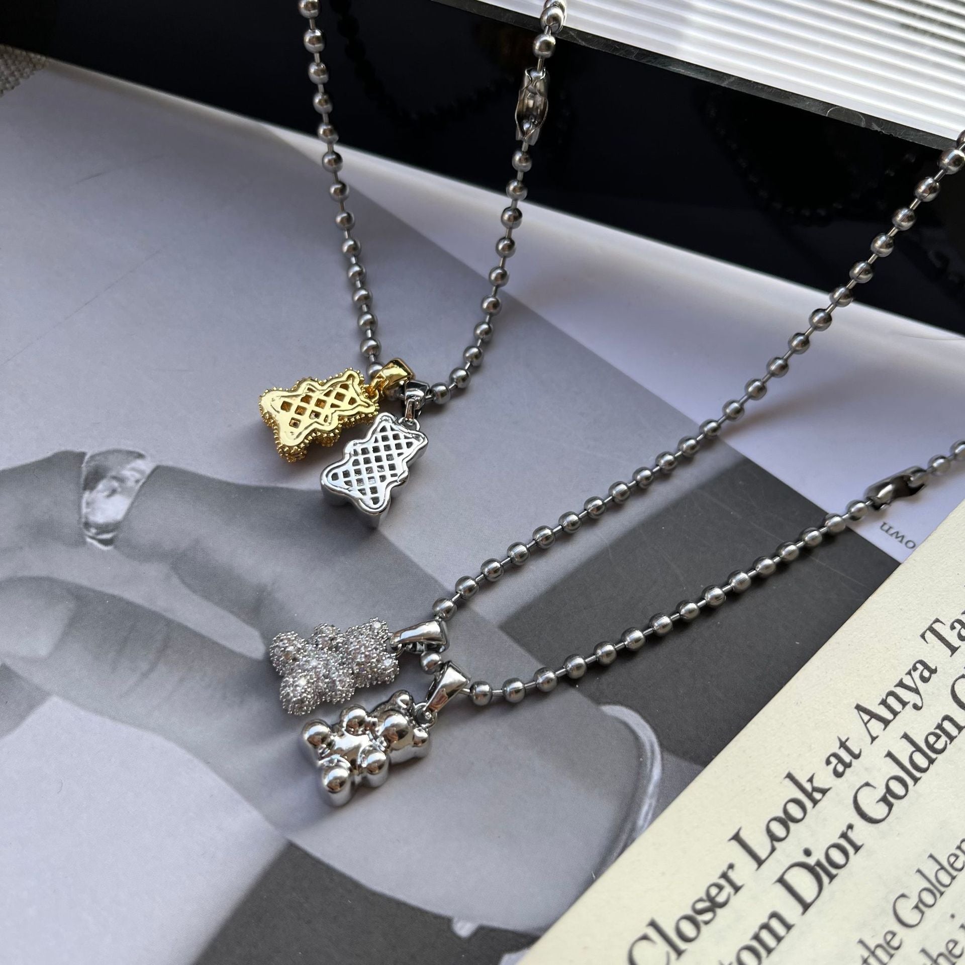 Jewelry Simple Style Classic Style Bear Titanium Steel Plating Pendant Necklace