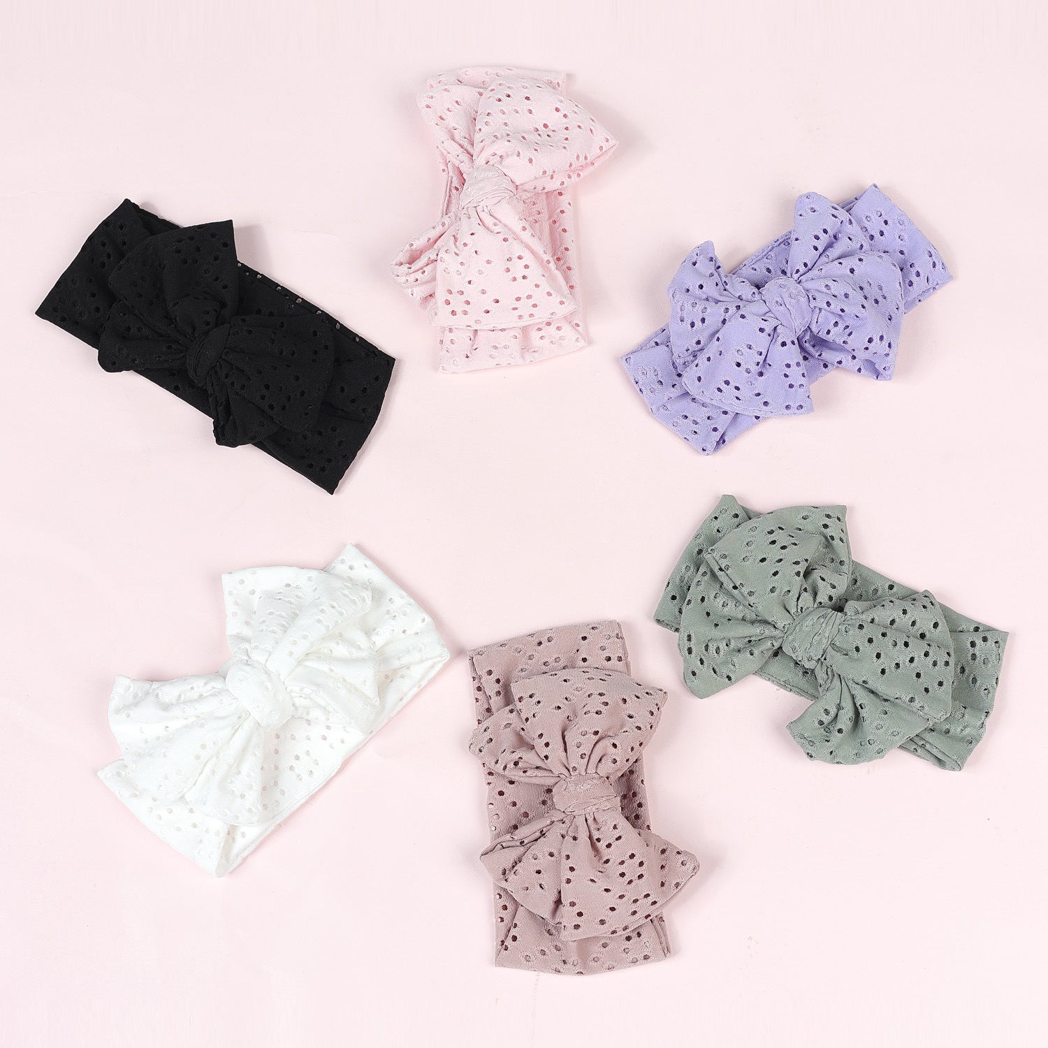 pastoral polka dots cloth bowknot hollow out hair band