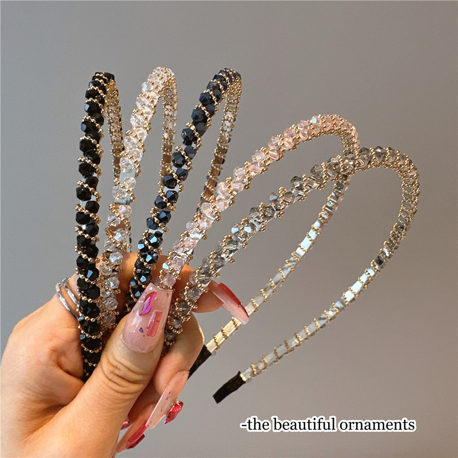 Women's Simple Style Solid Color Artificial Crystal Diamond Hair Band