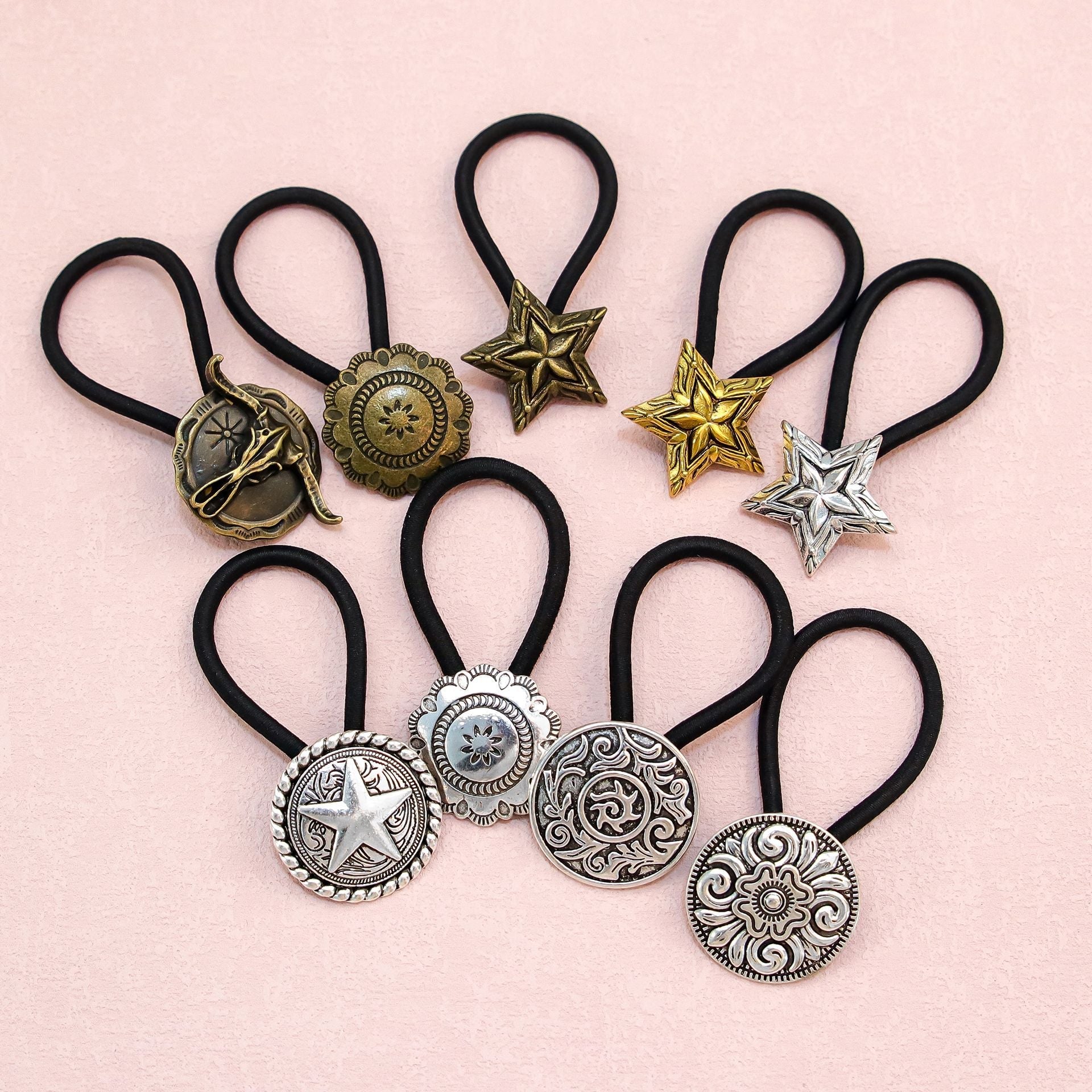 Women's Ethnic Style Color Block Cloth Metal Hair Tie