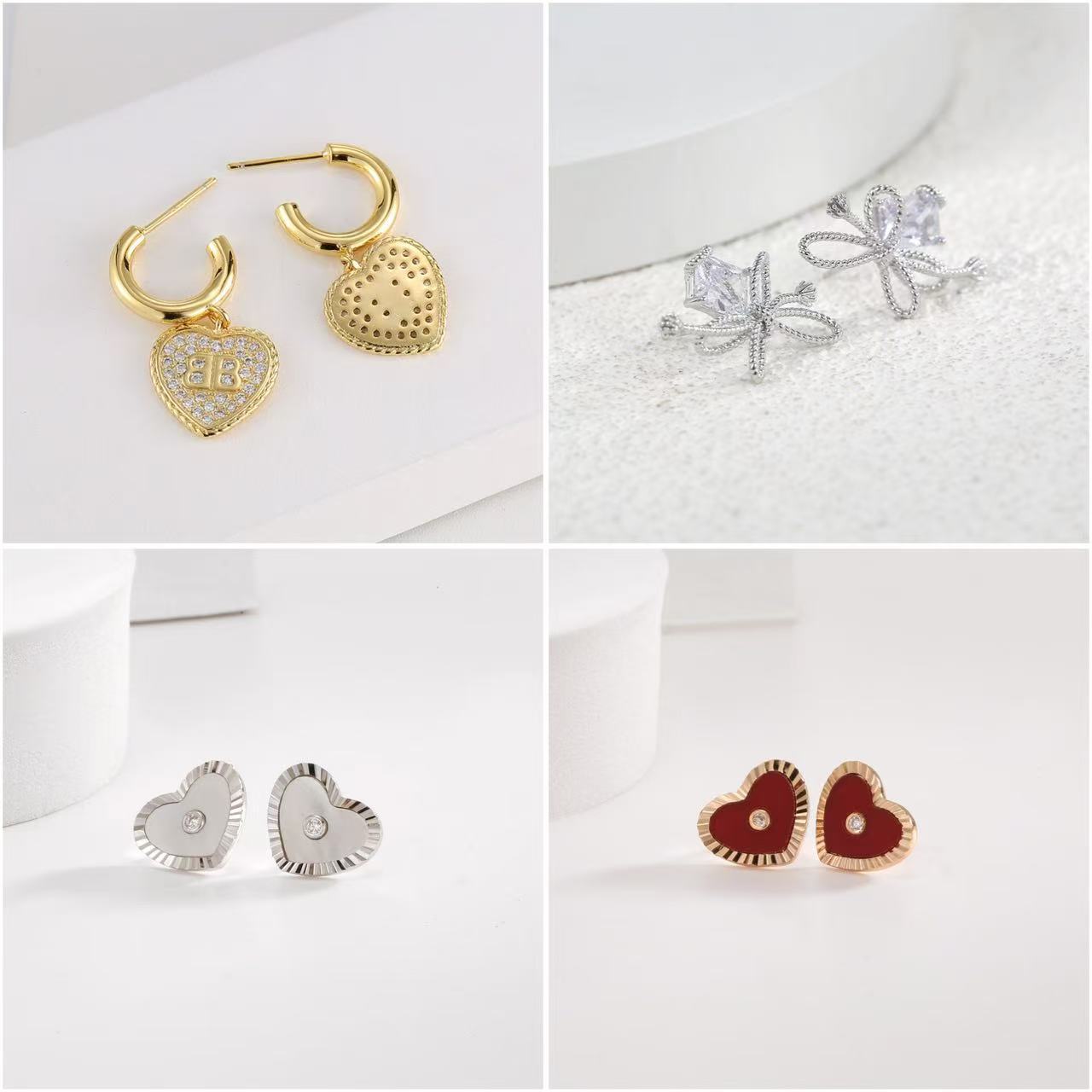Agate love stud earrings 2025 new popular Ankola red earrings light luxury high-end small fragrant wind earrings