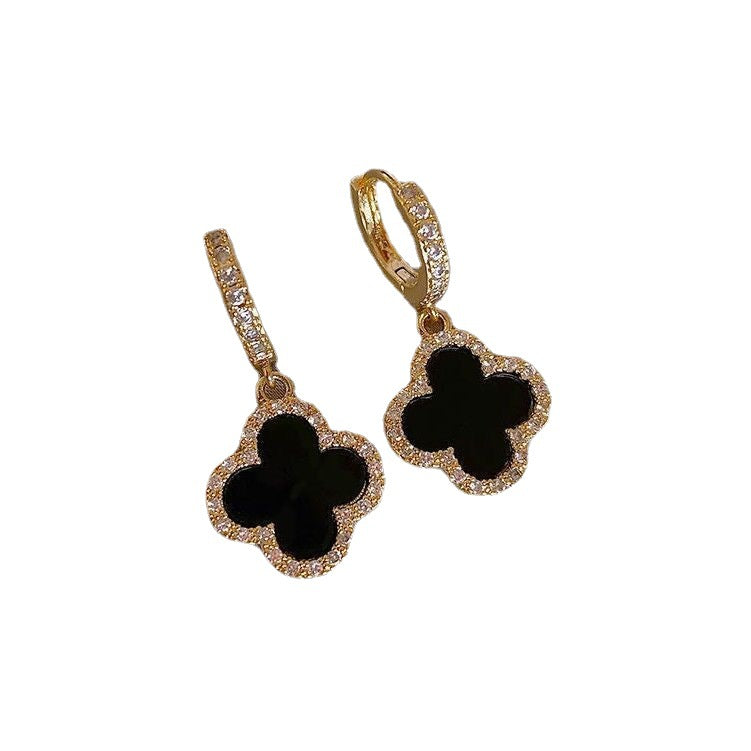 Four-leaf clover earrings women's premium classic small fragrant wind earrings