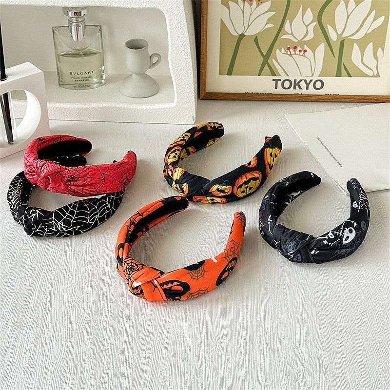 Women's Shiny Spider Web Skull Cloth Hair Band