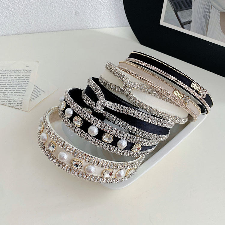 glam shiny u shape imitation pearl rhinestone hair band