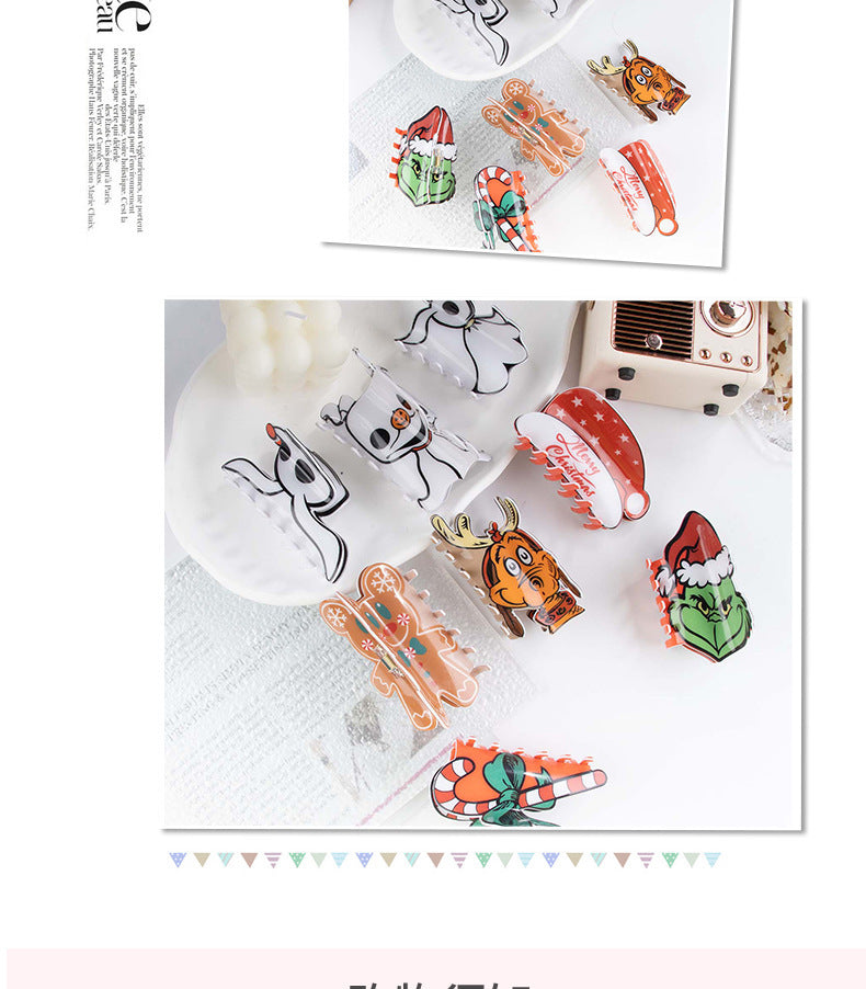 Cute Christmas Women's Christmas Hat Gingerbread PVC Hair Claws