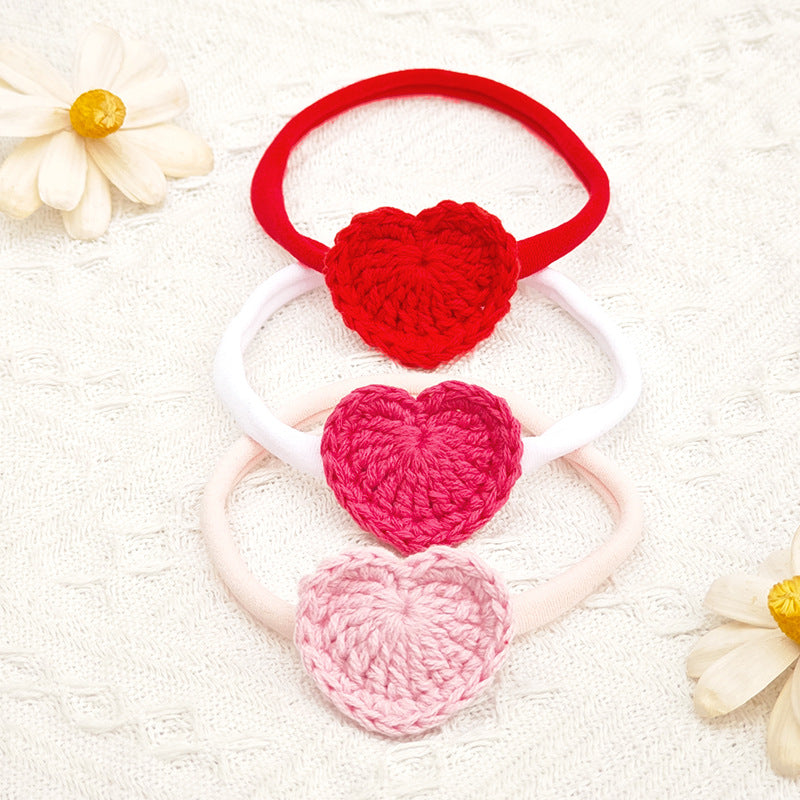 Girl'S Sweet Heart Shape Cloth Hair Band