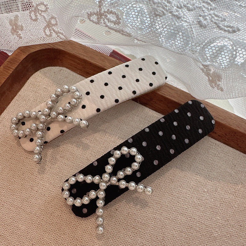 Women's Retro Polka Dots Bow Knot Cloth Hair Clip