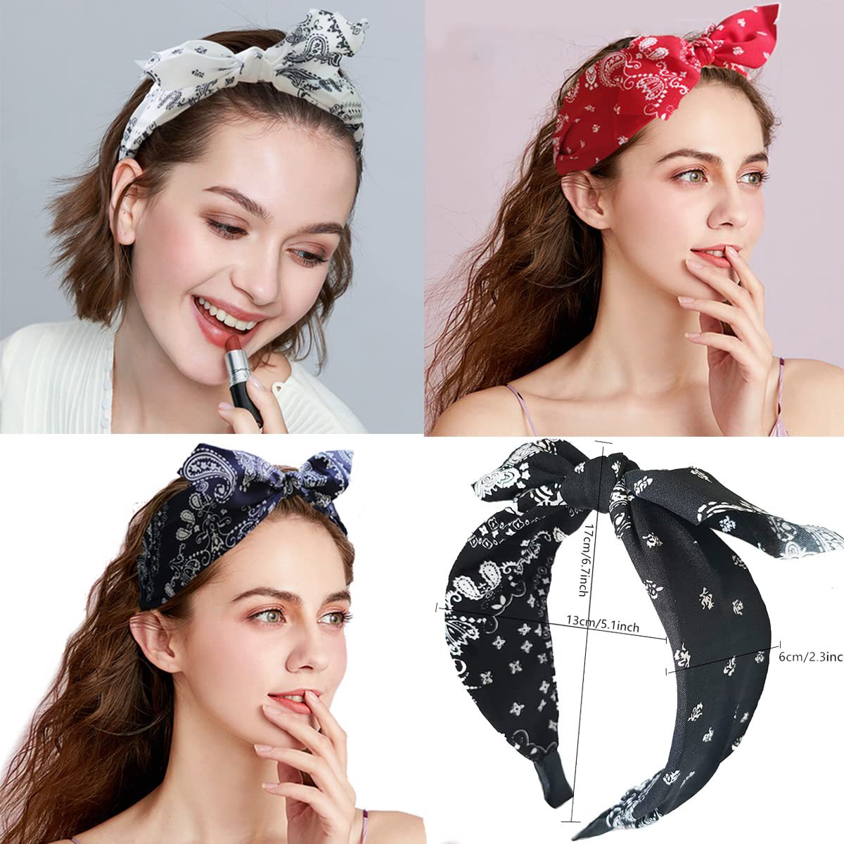ethnic style printing solid color cloth hair band