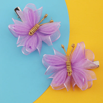kid's cartoon style butterfly cloth knitting hair clip