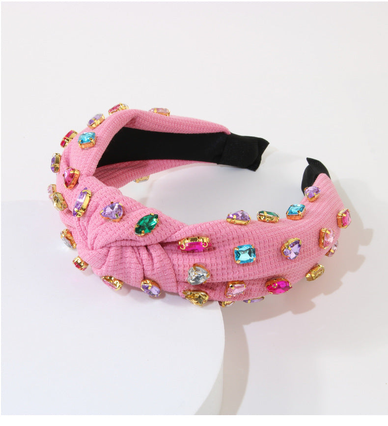 Women's Retro Knot Cloth Handmade Inlay Rhinestones Hair Band