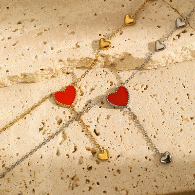 Jewelry Simple Style Heart Shape 304 Stainless Steel Pendant Necklace