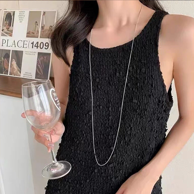 Jewelry Simple Style Solid Color Titanium Steel Plating Layered Necklaces