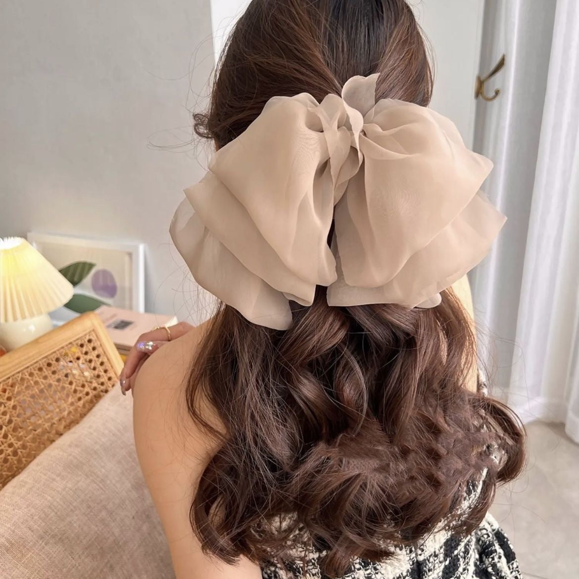 simple style bow knot cloth hair clip