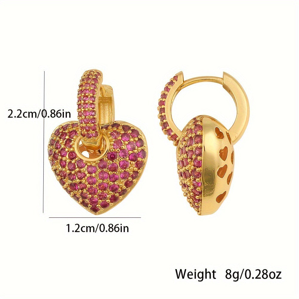 1 Pair Simple Style Heart Shape Copper Earrings