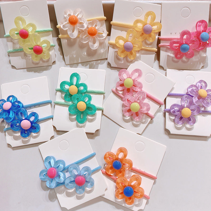 fashion flower mixed materials handmade hair tie 1 pair
