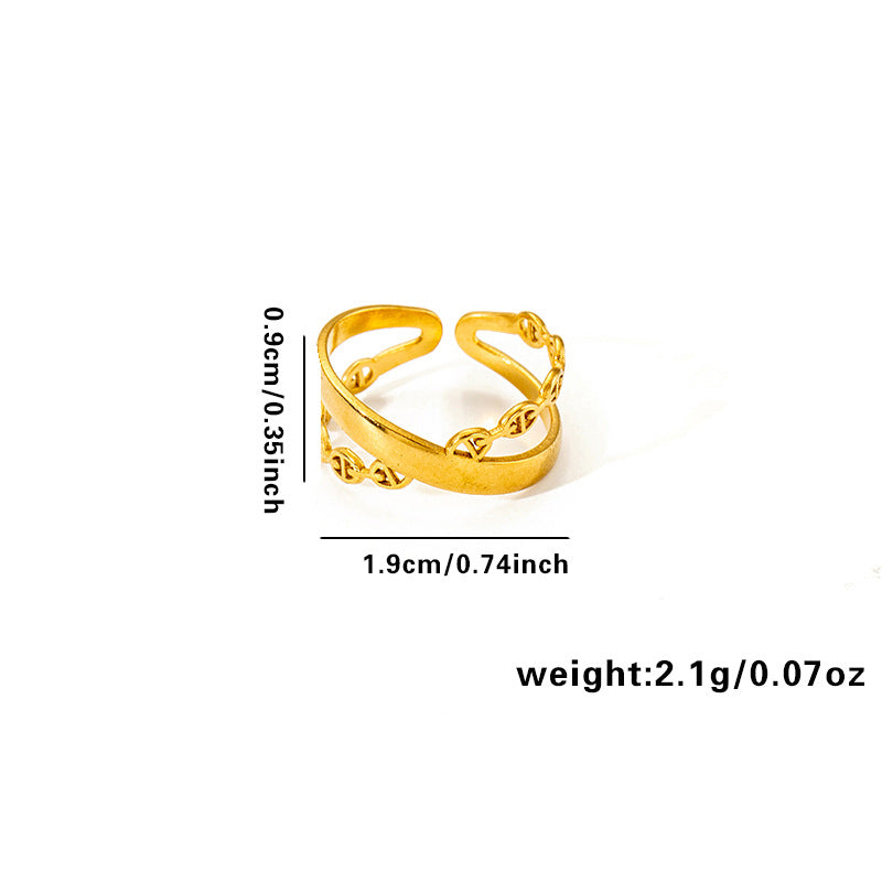 Jewelry Elegant Leaf Heart Shape Flower Titanium Steel Open Rings