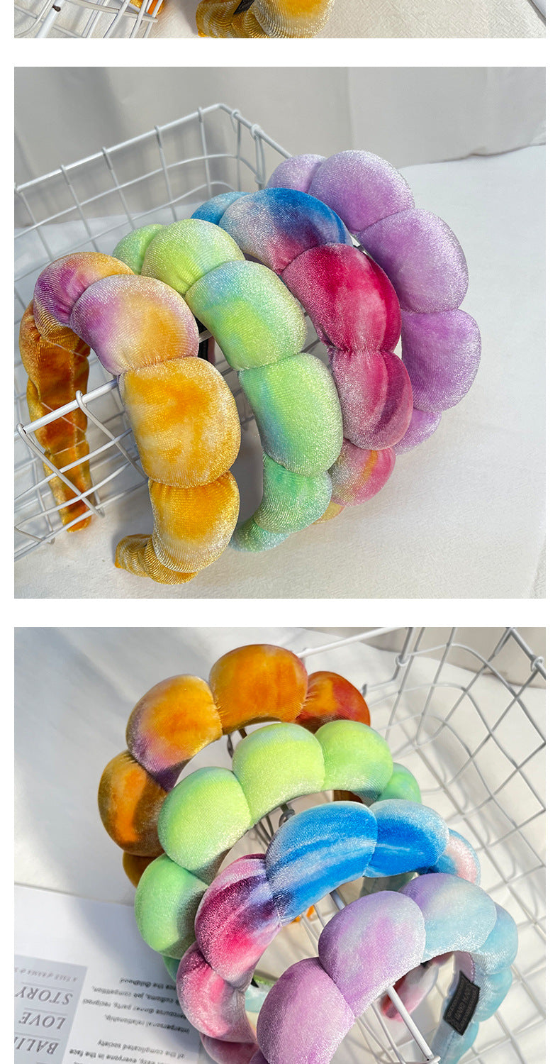 lady streetwear color block sponge hair band