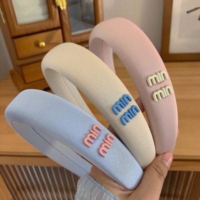 Macaron Color Series Letters Headband Satin High Skull Top Small Fresh Headband Face Wash Hair Pressing Hairpin Hair Accessories Headwear