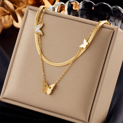 Jewelry Lady Star Heart Shape Butterfly Titanium Steel Irregular Plating Necklace