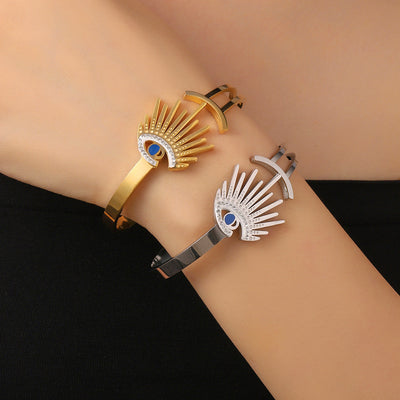 Simple Style Classic Style Solid Color Titanium Steel Zircon Bangle In Bulk