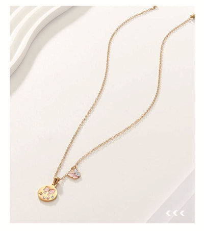 Jewelry Elegant Sweet Streetwear Geometric Butterfly Titanium Steel Plating Pendant Necklace